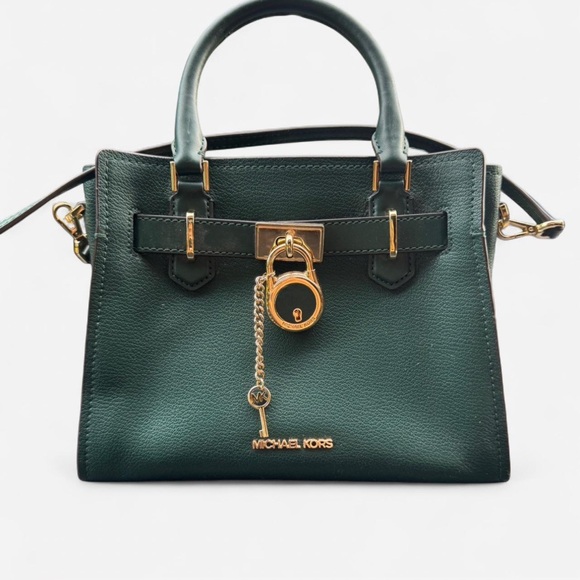 Michael Kors Dark Green Handbag and Wallet with Gold Accents - Picture 1 of 7